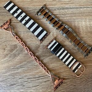 3 42mm Apple Watch bands - Gold, Striped and Multi